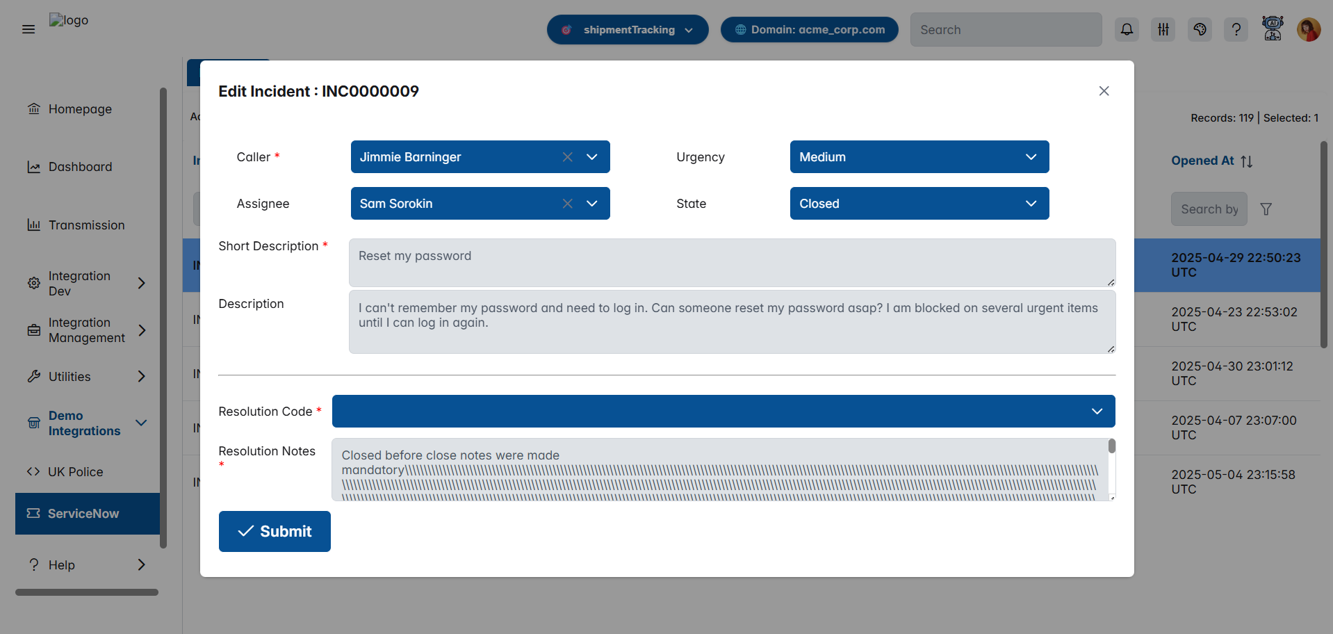 Edit Incident Form
